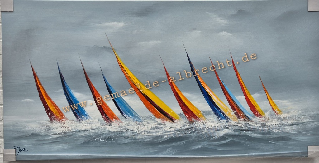 Orig. Leinwandbild "Segelregatta" 60 x 120