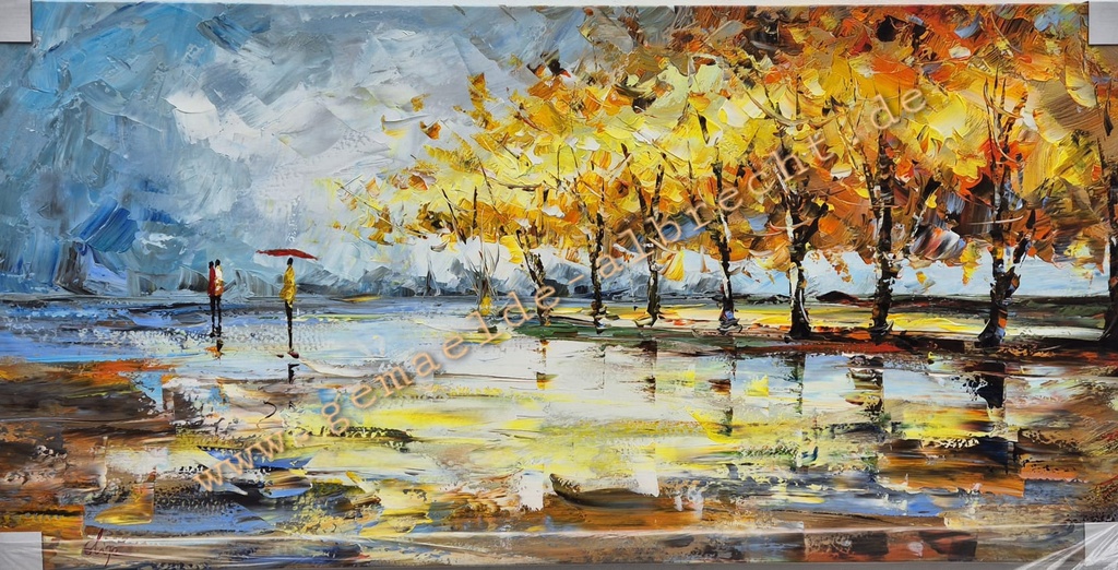 Orig. Leinwandbild "Goldener Sparziergang" 60 x 120