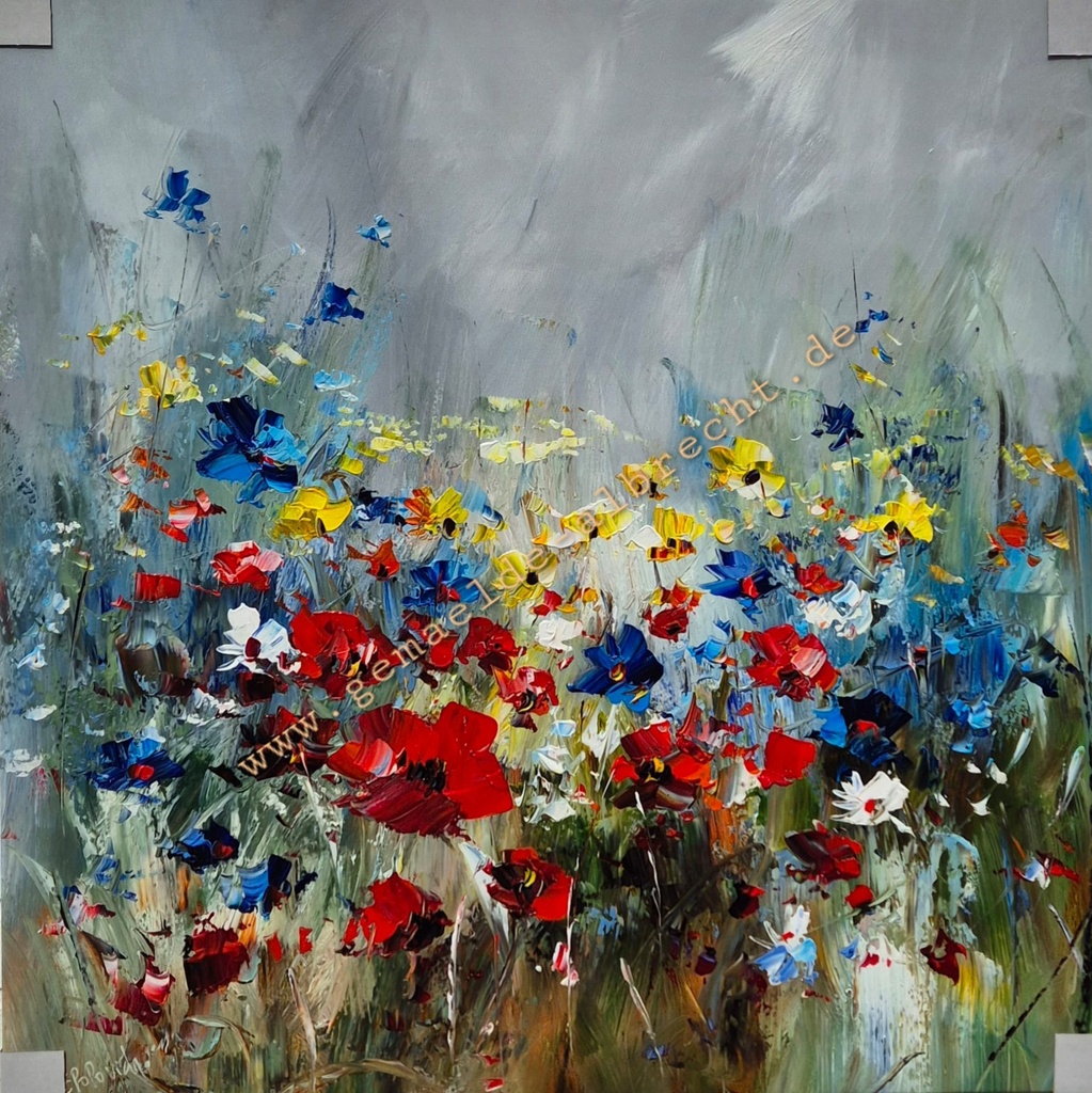 Orig. Leinwandbild "Durch die Blumen" 80 x 80