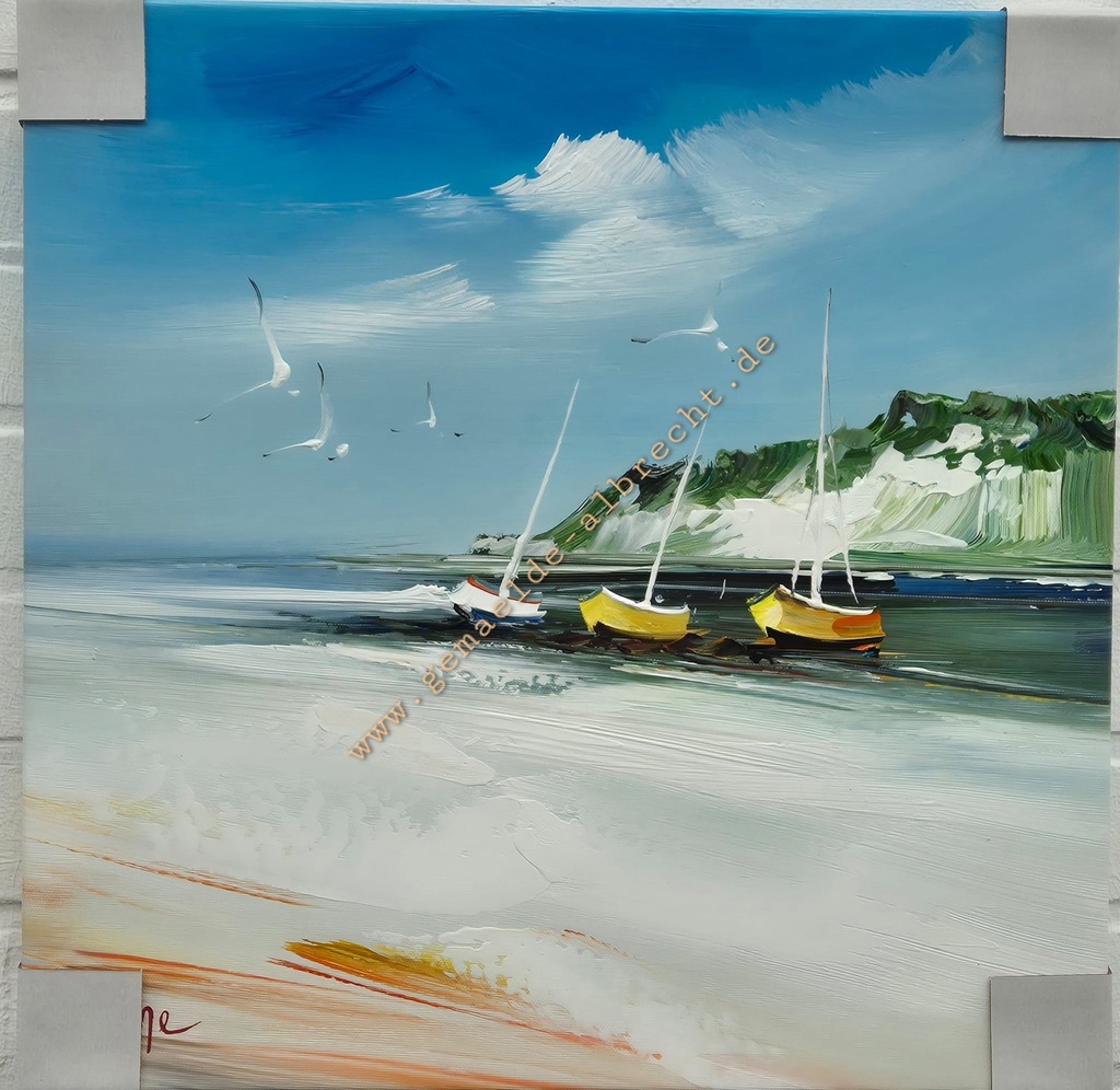 Orig. Leinwandbild "Kuttertreff" 40 x 40