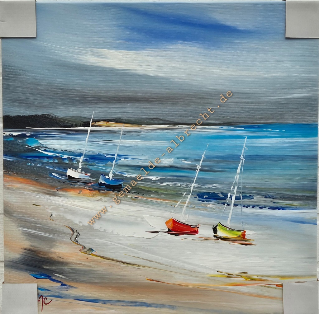 Orig. Leinwandbild "Kuttertreff" 40 x 40