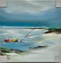 Orig. Leinwandbild "Kuttertreff" 40 x 40