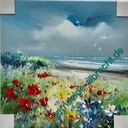 Orig. Leinwandbild "Durch die Blumen" 40 x 40