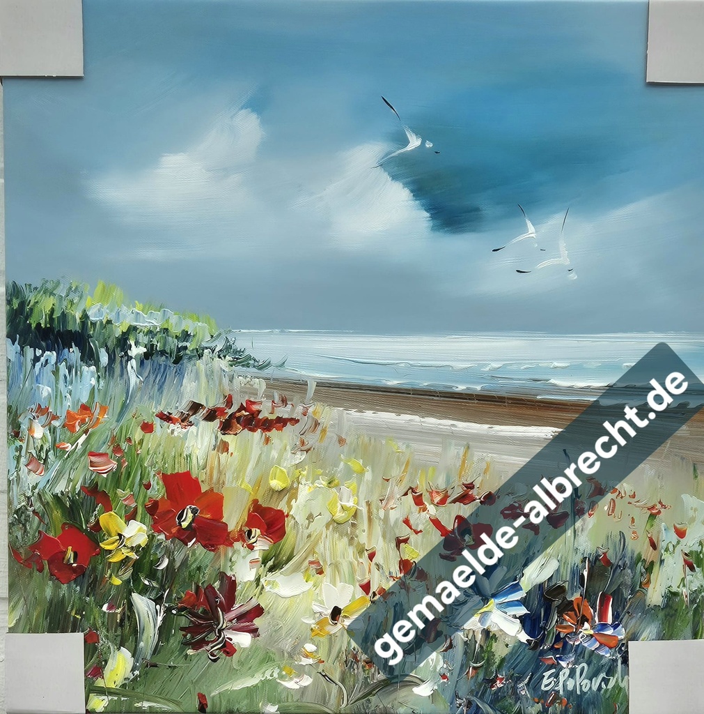 Orig. Leinwandbild "Durch die Blumen" 40 x 40