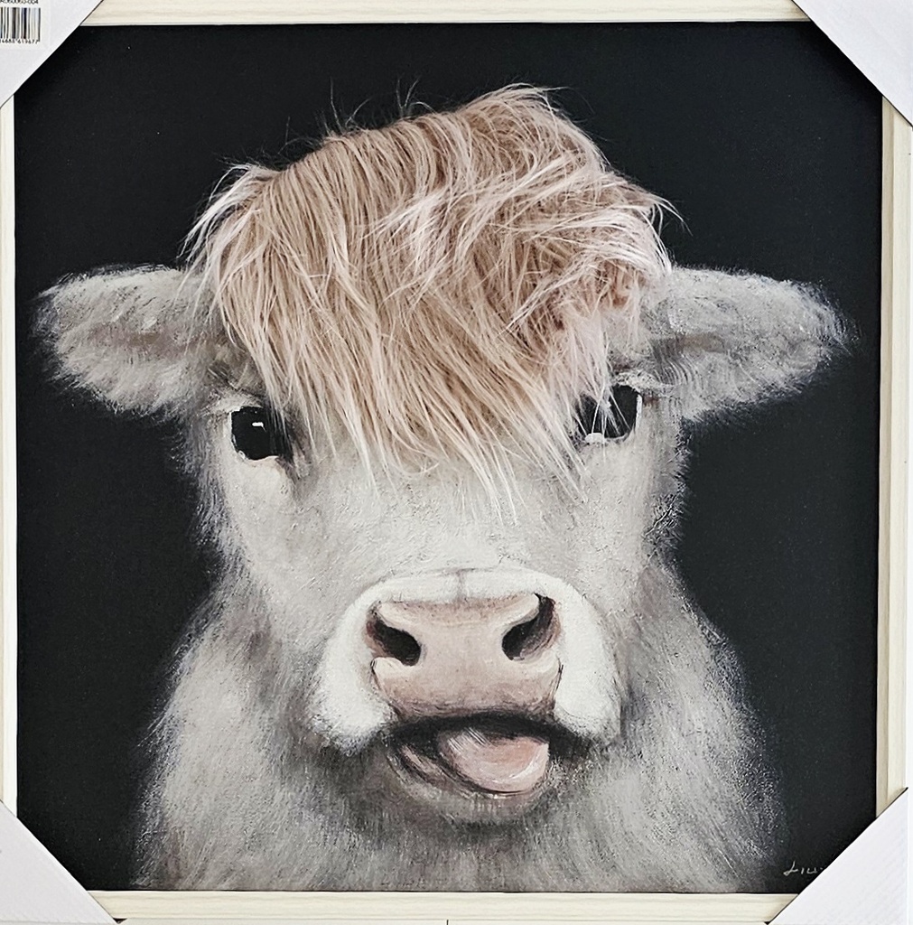 Bild 3D "Kuh mit Fell" hell 60x60cm