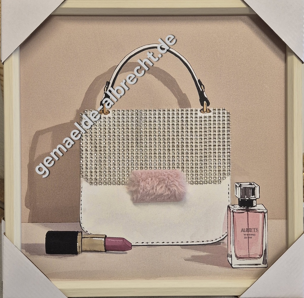 Bild mit Rahmen 3D "Handtasche" hell 40x40cm