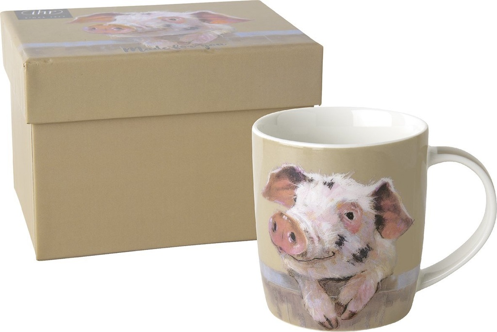 Tasse "Pig Ruffy" Porzellanbecher H 9 cm
