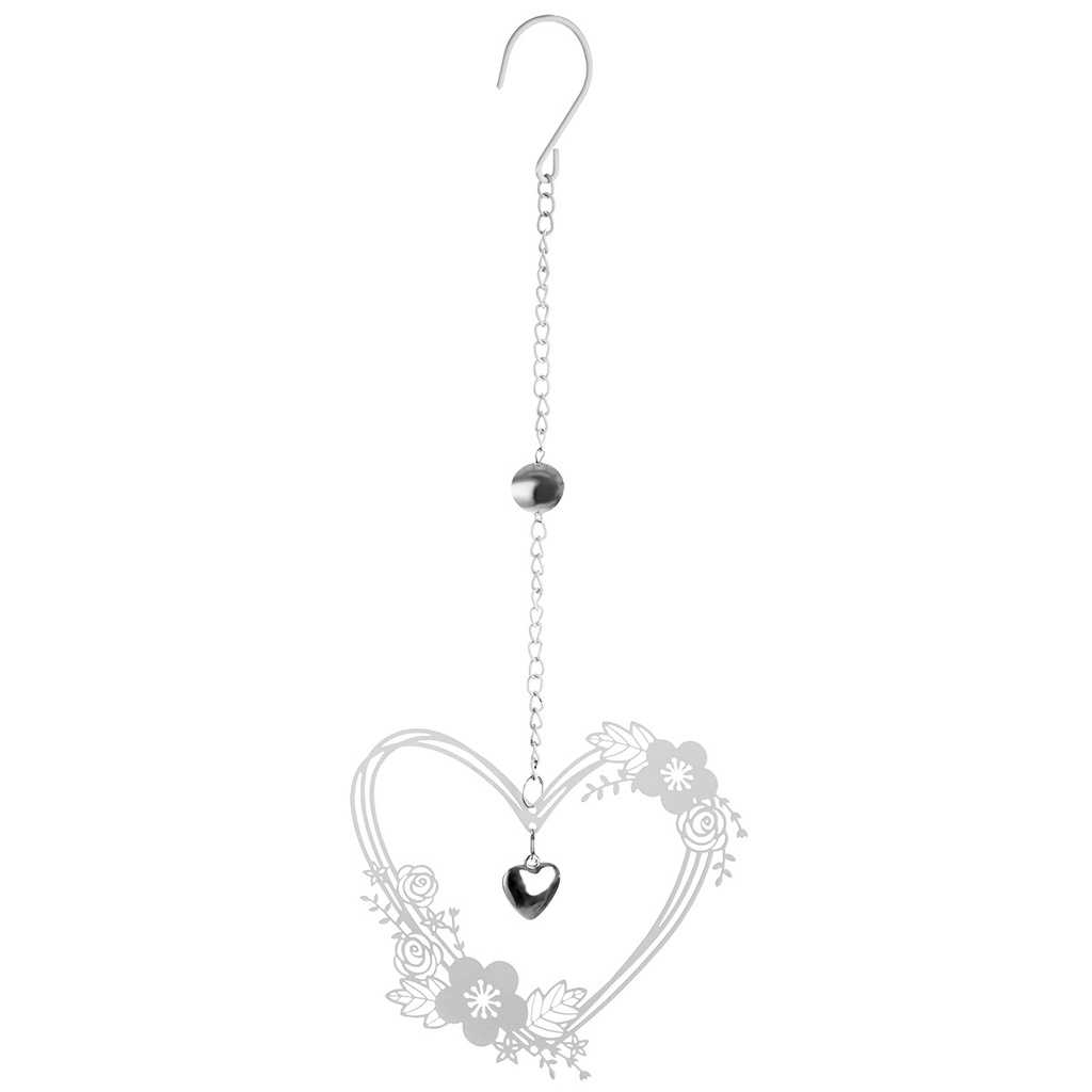 Dekokette "Blumenherz" L 38 cm weiss