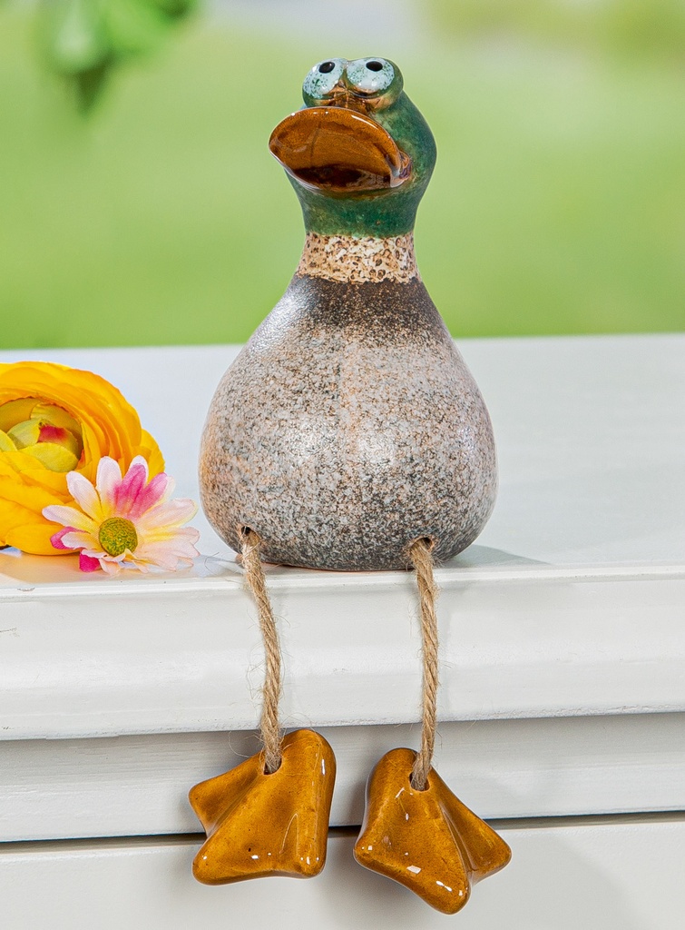 Skulptur Kantensitzer Ente "Richy" H 12 cm