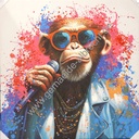 Leinwandbild "Affe am Micro" 100x100cm