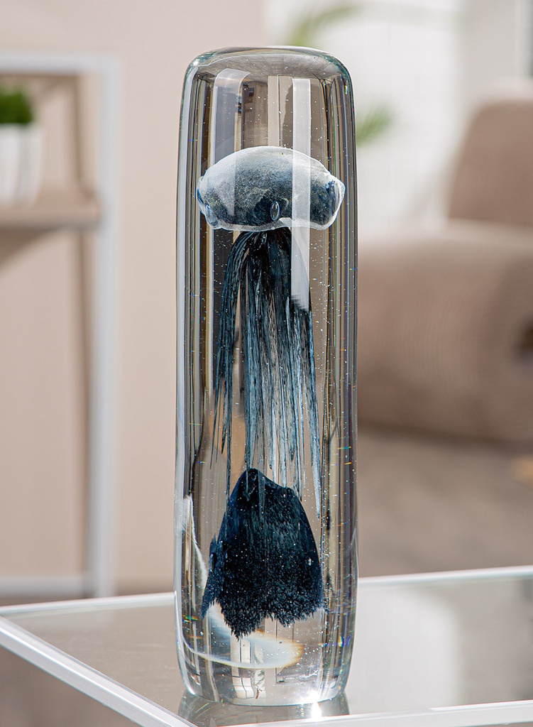 GlasArt Qualle schwarz H 30 cm