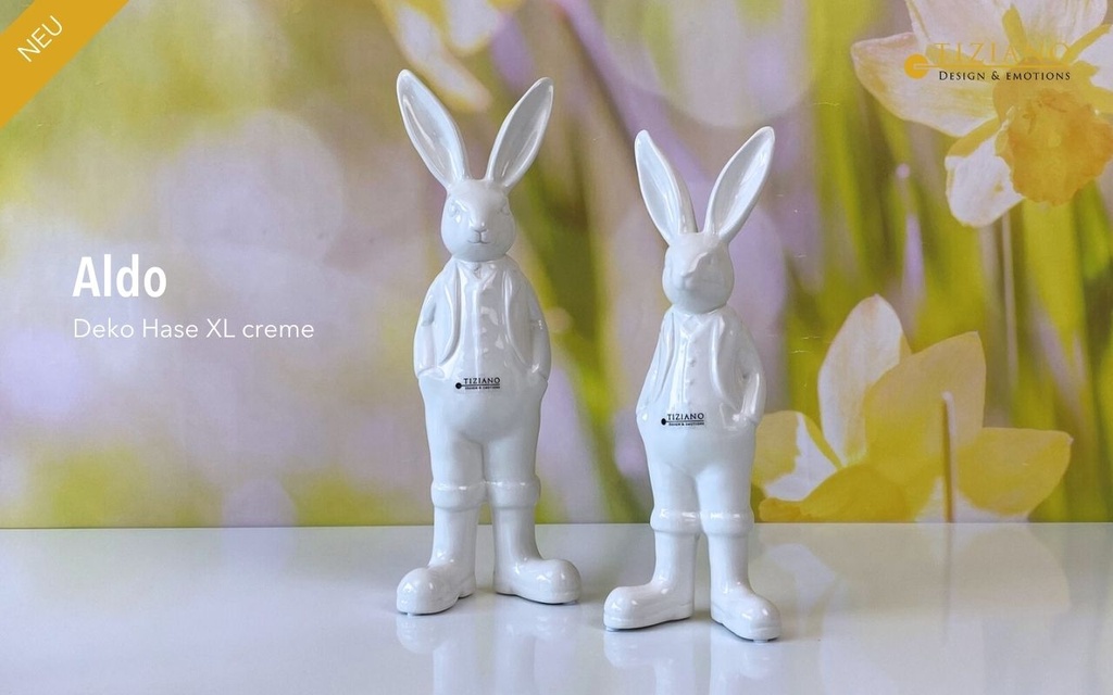 Skulptur Hase "Aldo" weiss  H 34 cm