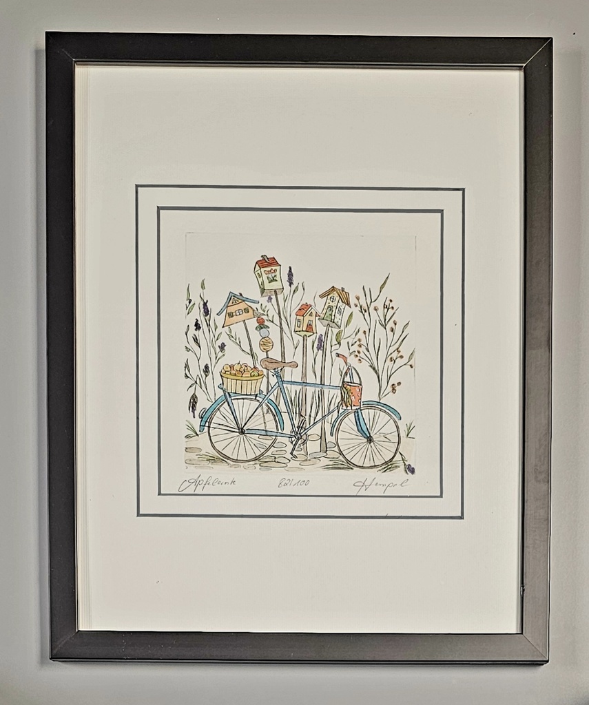 Orig. Radierung "Apfelernte" PP 24 x 30 cm