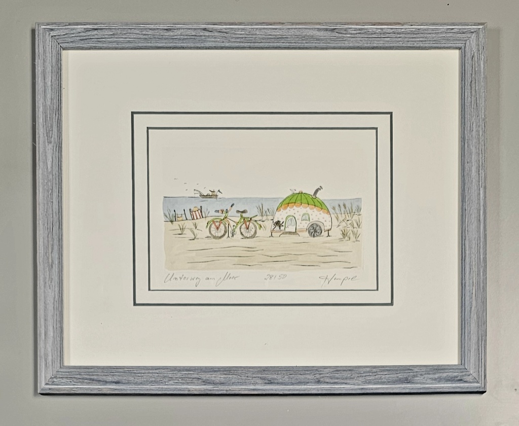 Orig. Radierung "Unterwegs am Meer" PP 24 x 30 cm