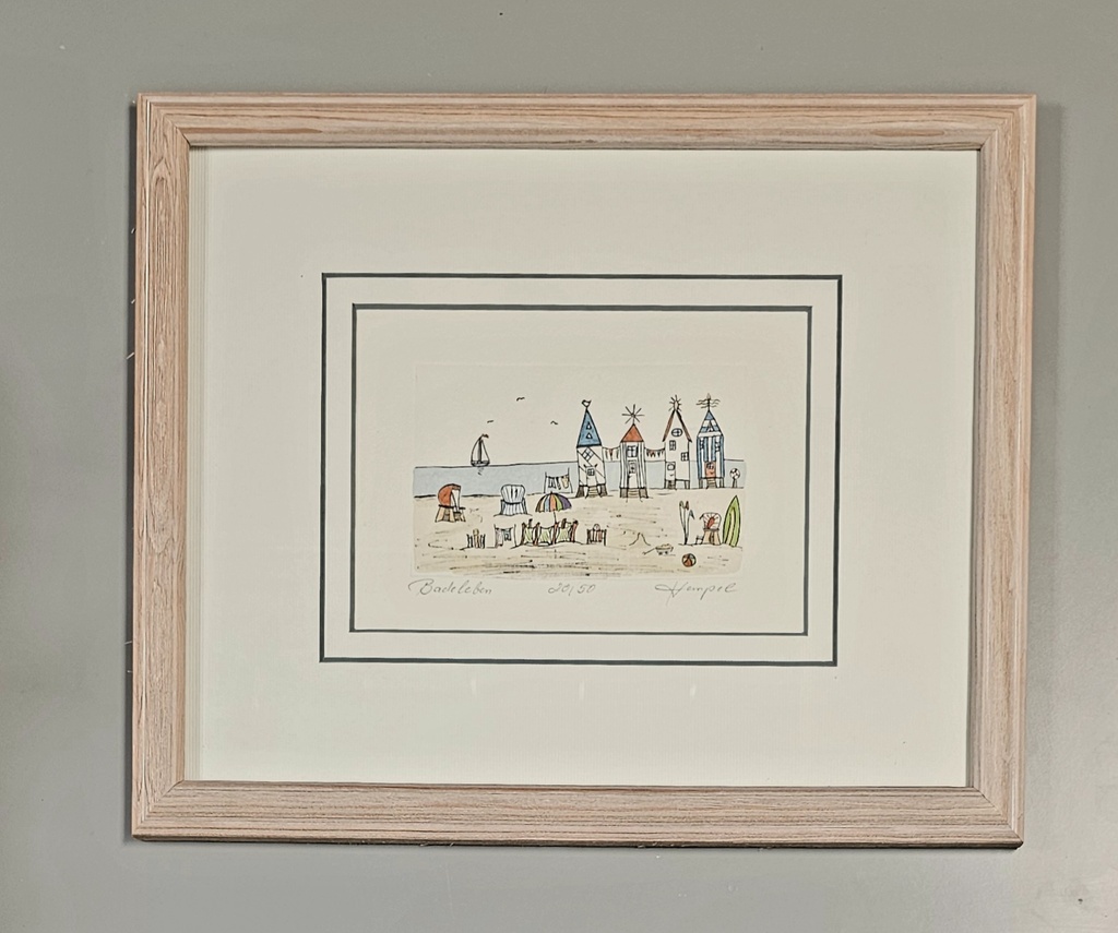 Orig. Radierung "Badeleben" PP 24 x 30 cm