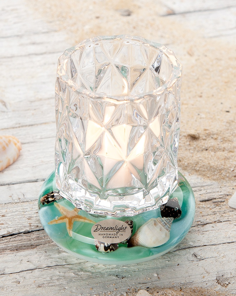 Dreamlight Glas Teelichthalter/Windlicht "Coral Beach" H 12 cm
