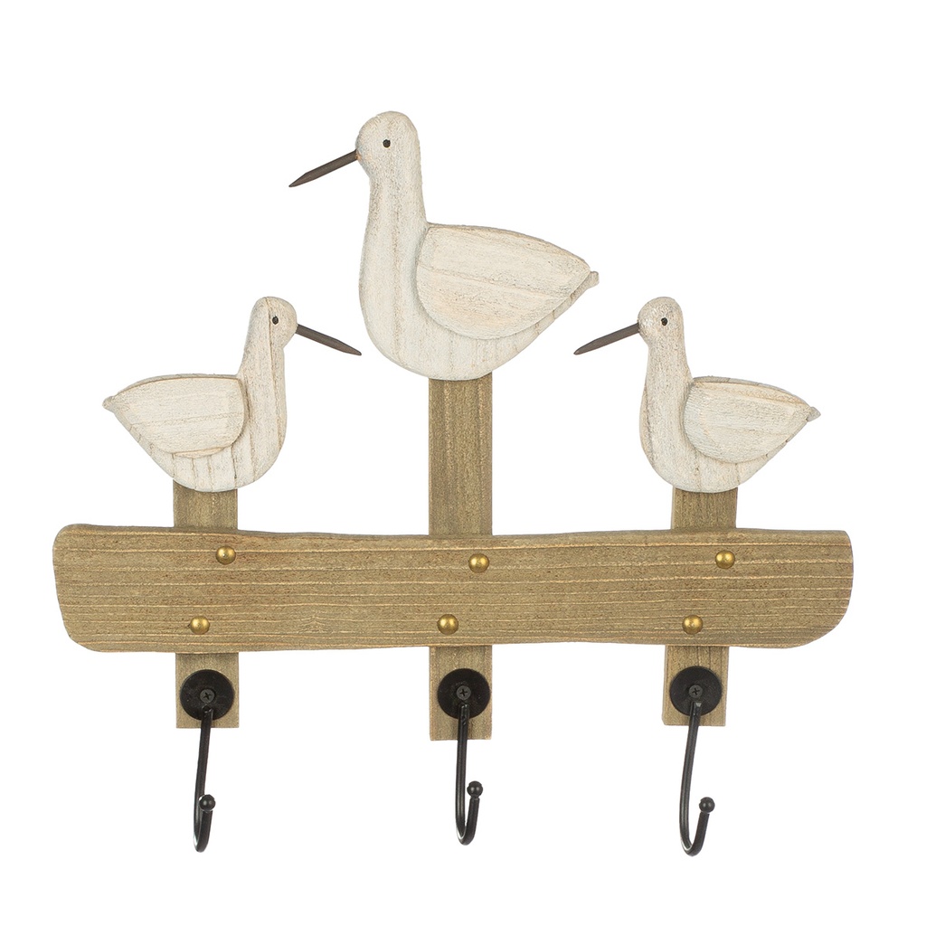 Wandrelief/Garderobe "Möwen" Holz/Metall B 45 cm