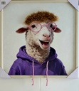 Bild 3D "Schaf mit Brille" Kunstfell 60 x 60 cm