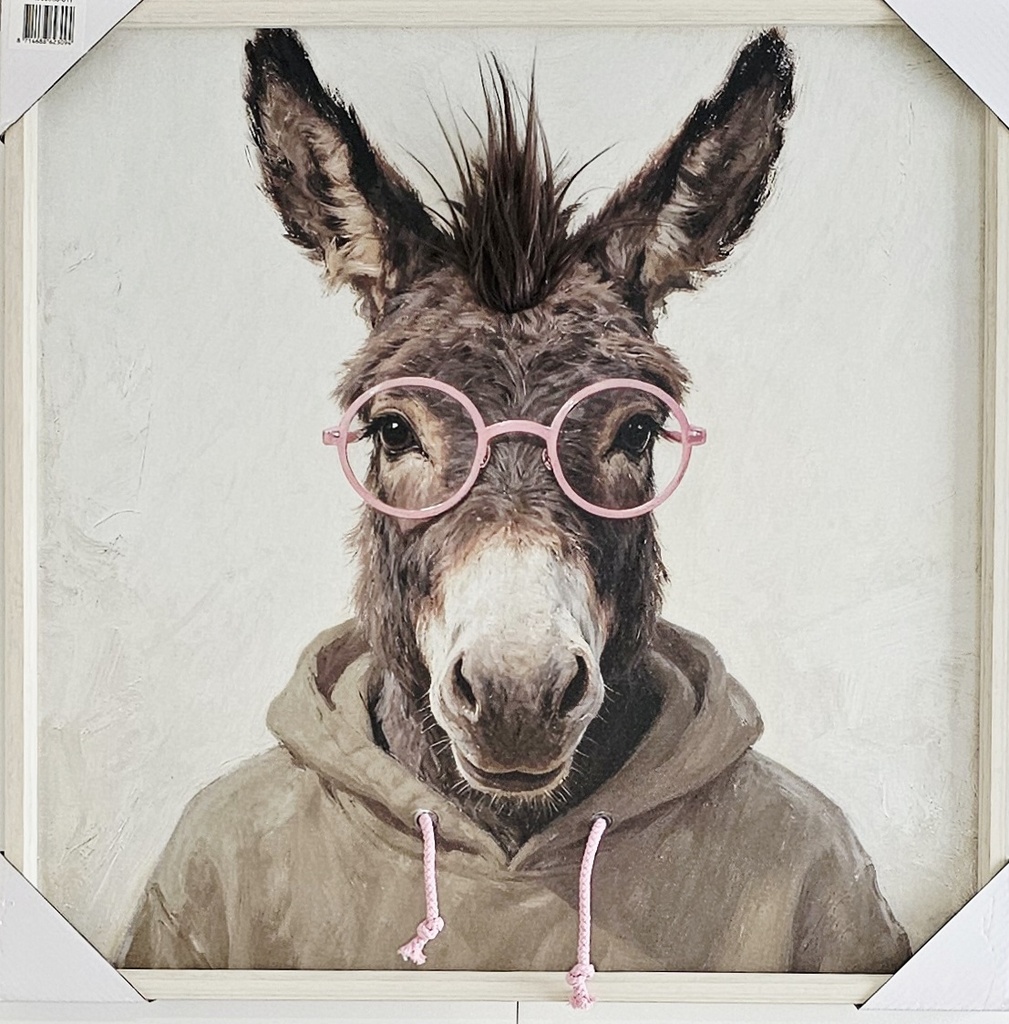 Original Leinwandbild "Esel" Kunstfell 60 x 60 cm