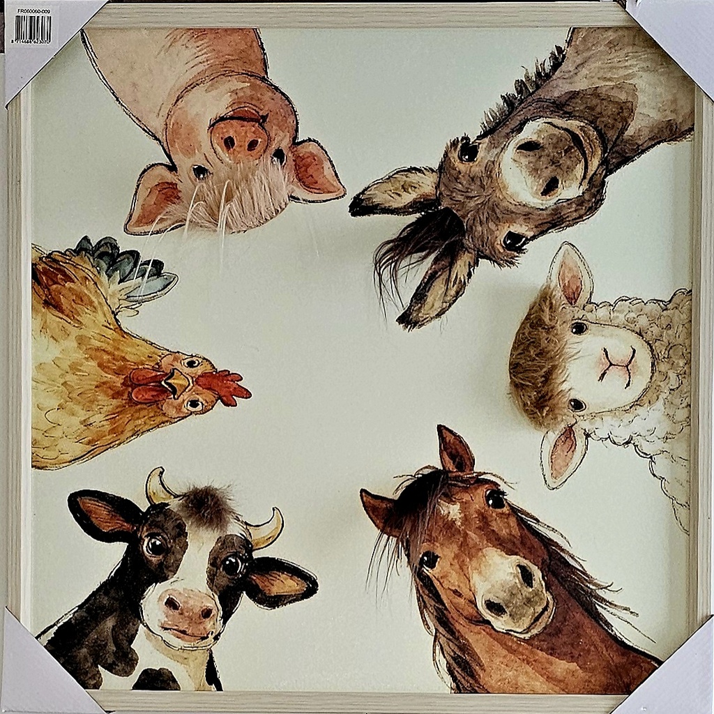 Original Leinwandbild "Circle of six" Kunstfell 60 x 60 cm