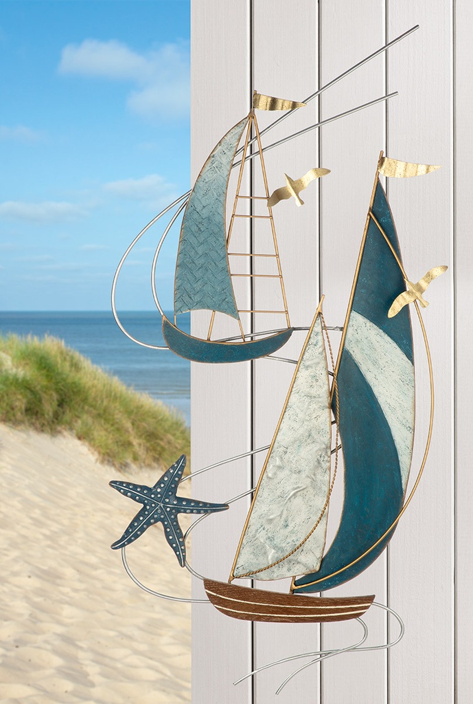 Wanddeko Metall "Bootstour" H 88 cm
