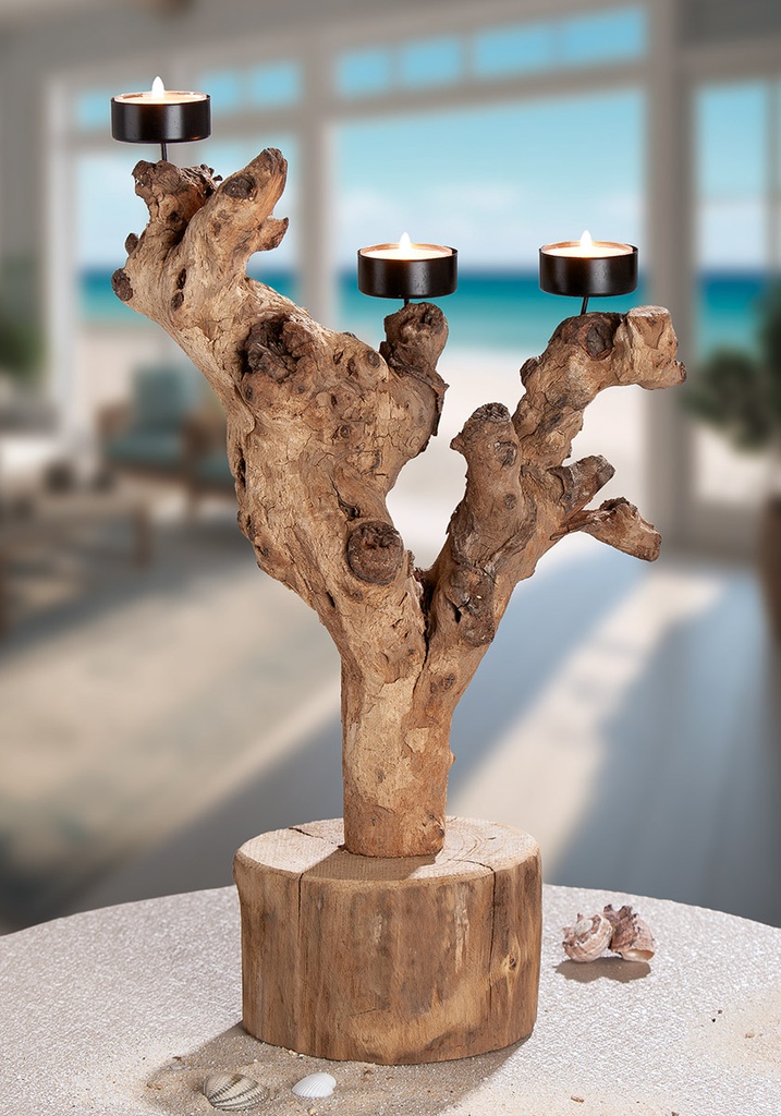 Teelichtleuchter Wurzelholz H 40 cm