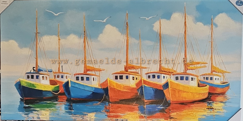 Orig. Leinwandbild "Kutter-Bunt"  60 x 120 cm