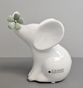 Skulptur Elefant "Leon sitzend" Blume grün H 12 cm