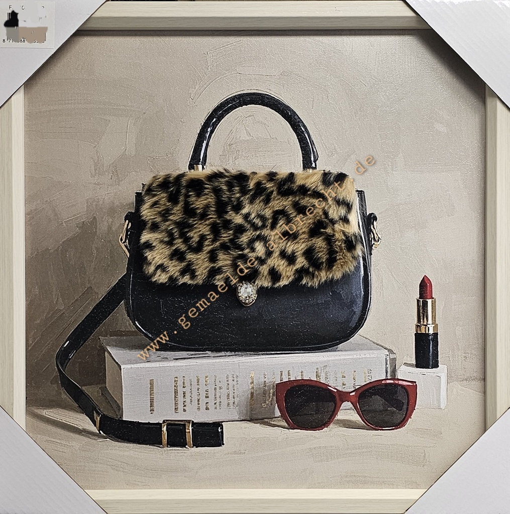 Bild mit Rahmen 3D "Handtasche" Leo Look 40 x 40cm