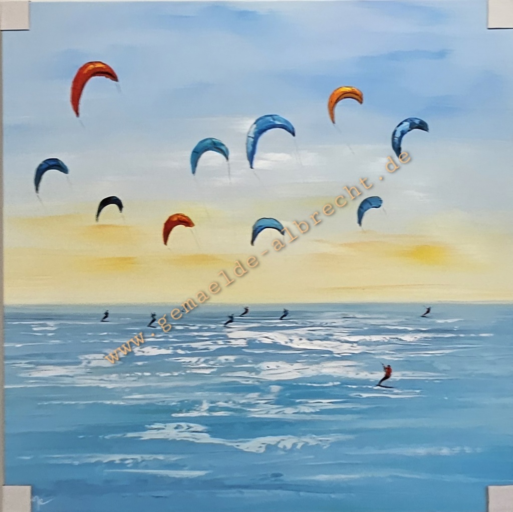 Orig. Acrylgemälde "Kitesurfer" 80 x 80 cm