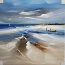 Orig. Acrylgemälde "Strand" 80 x 80 cm