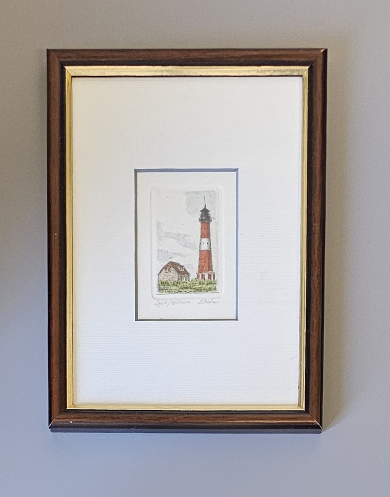 Orig. Radierung "Leuchtturm Sylt Hörnum" 13 x 18 cm