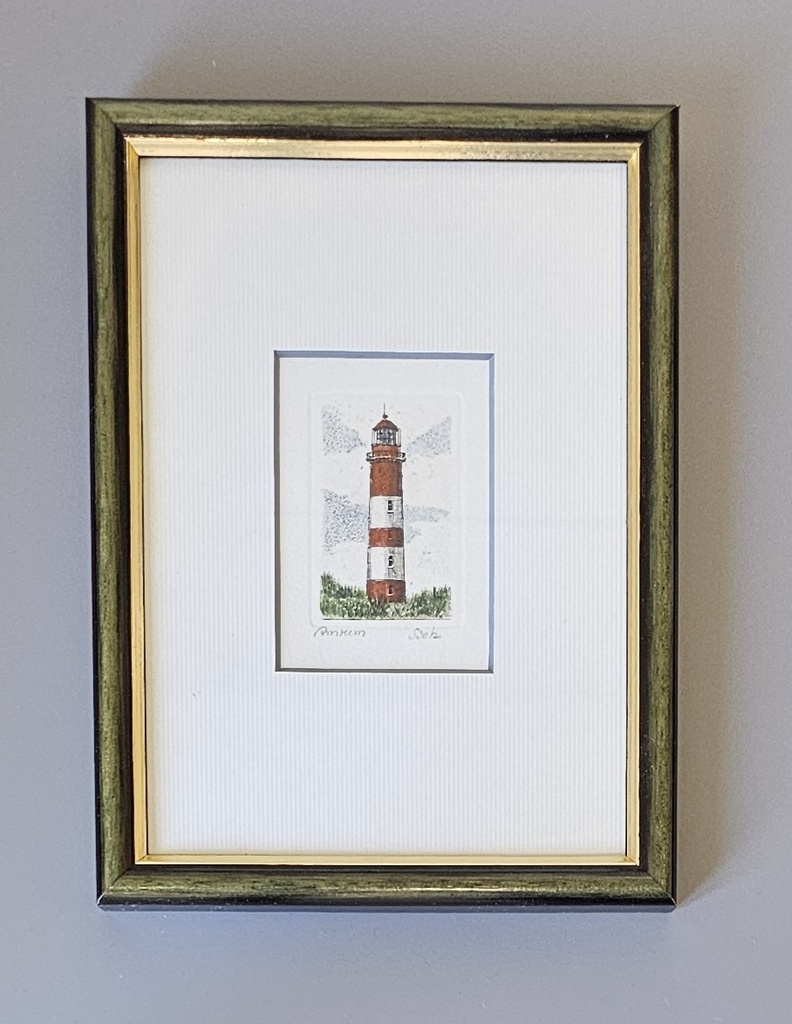 Orig. Radierung "Leuchtturm Amrum" 13 x 18 cm