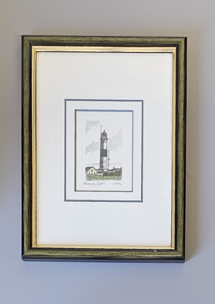 Orig. Radierung "Leuchtturm Kampen/Sylt" 13 x 18 cm