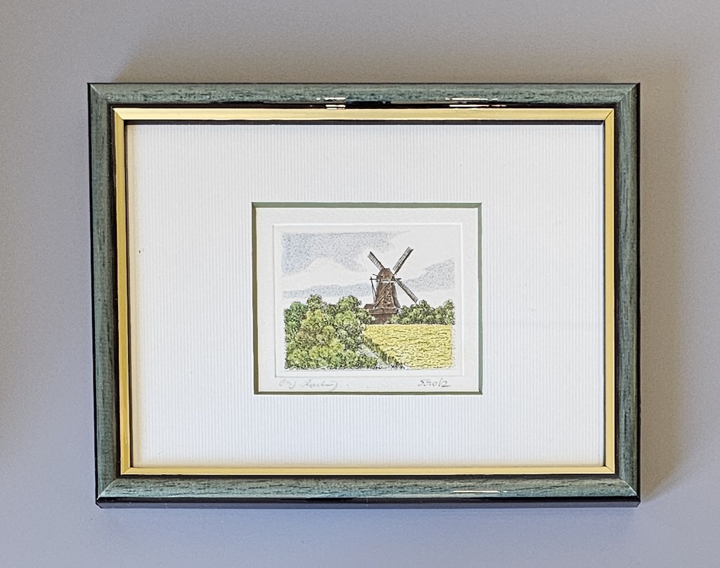 Orig. Radierung "Mühle" 13 x 18 cm