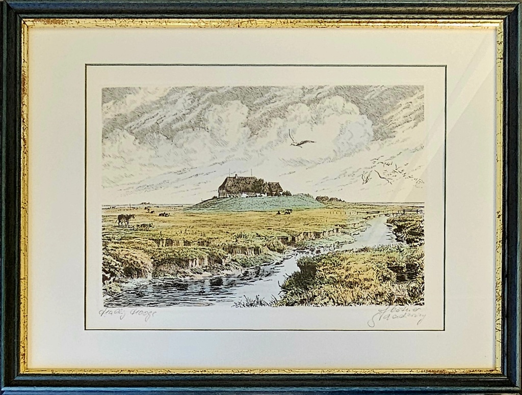 Orig. Radierung "Hooge Hallig" 44 x 34 cm