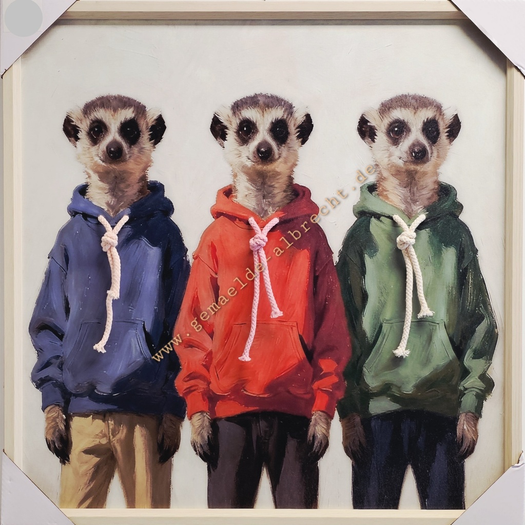 Leinwandbild 3D "3 Erdmännchen" 60x60 cm