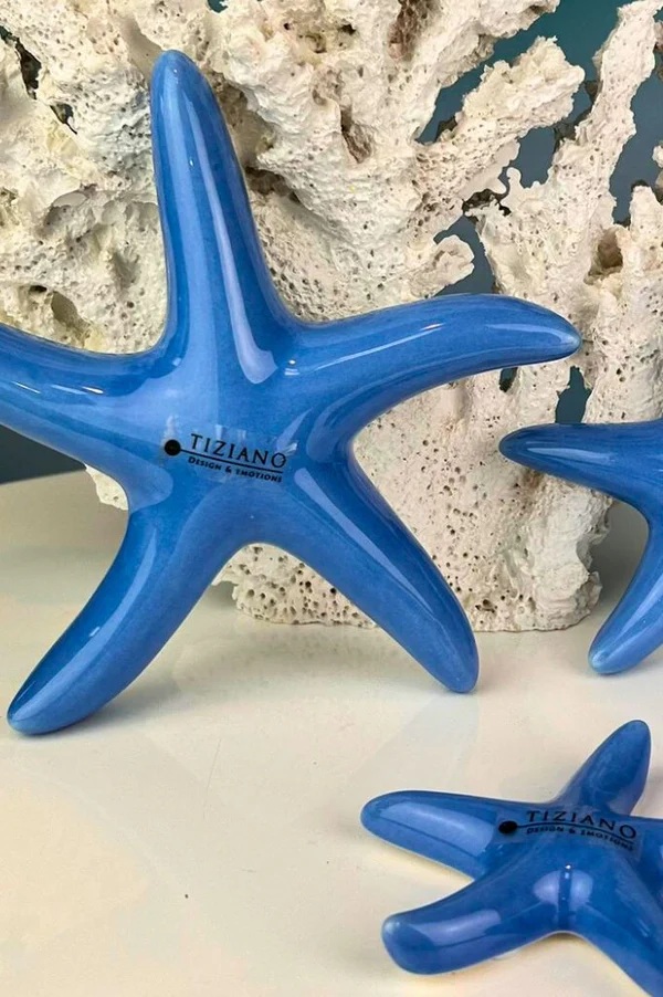 Skulptur Seestern "Mirina" blau mittel