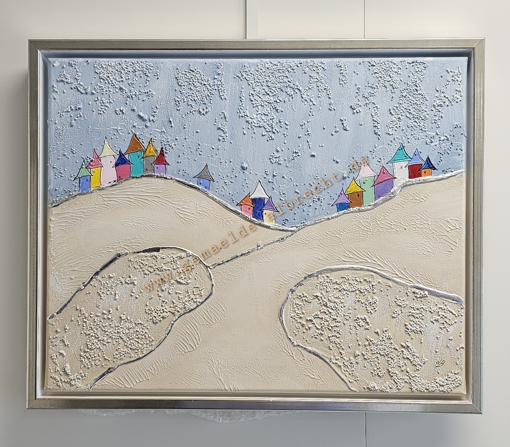 Original Lea Bach "Berg&Tal"40 x 50 cm blau/sand