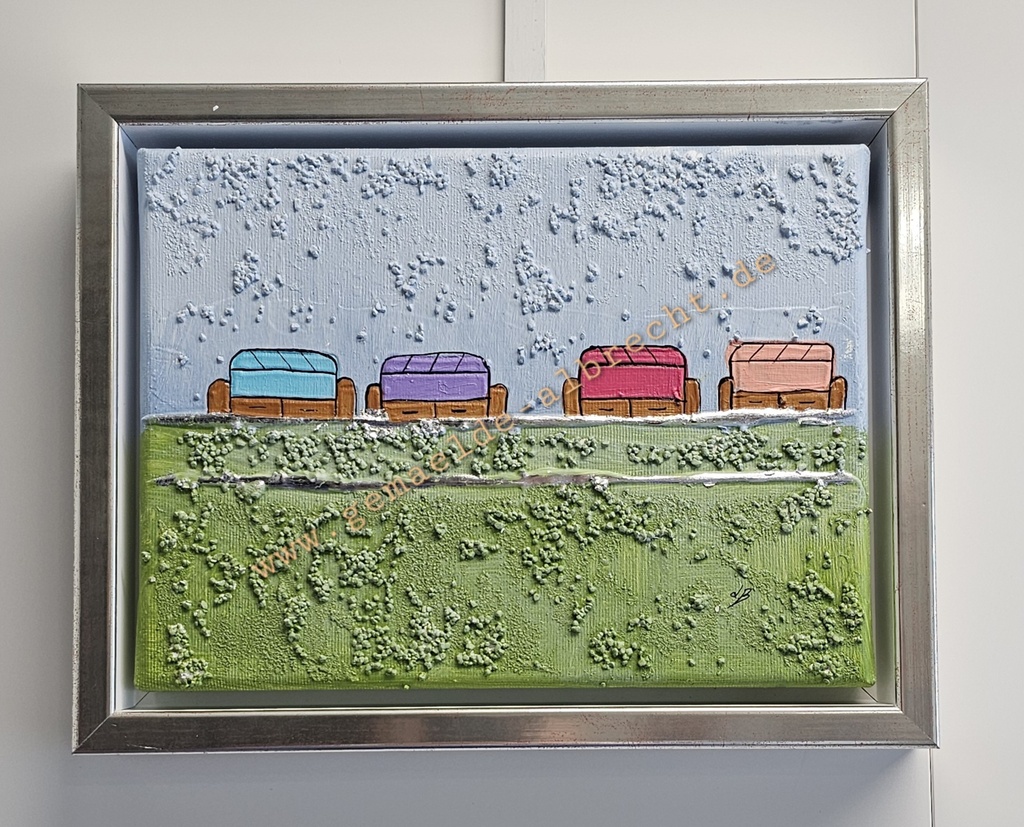 Original Lea Bach "Strandkörbe "18 x 24 cm blau/grün
