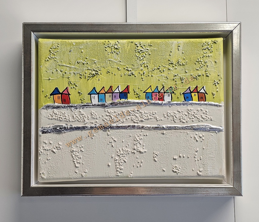 Original Lea Bach "Häuschen"18 x 24 cm lime/sand