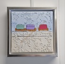 Original Lea Bach "Strandkörbe" 20 x 20 cm blau/sand