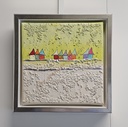 Original Lea Bach "Häuschen" 20 x 20 cm lime/sand
