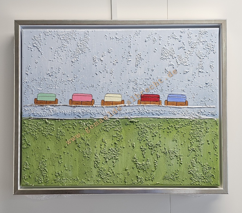 Original Lea Bach "Strandkörbe"40 x 50 cm blau/grün