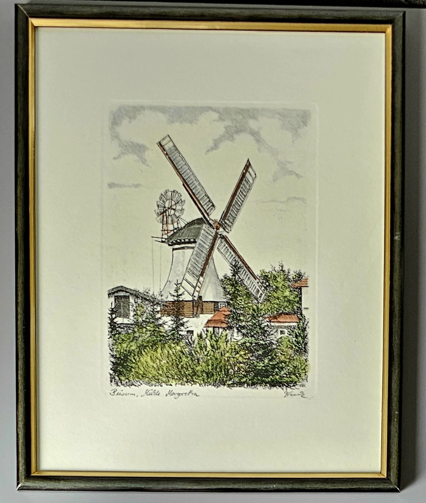 Orig. Radierung "Büsumer Mühle Margaretha" 27 x 33 cm