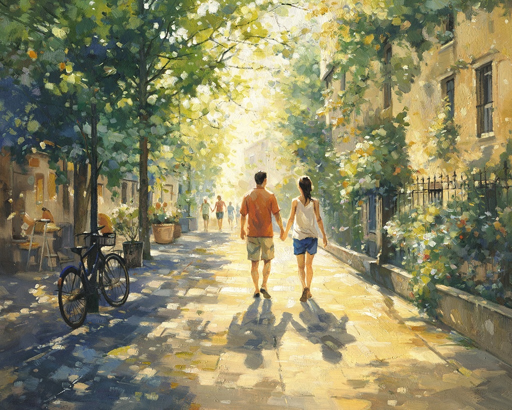 Org. Leinwandbild "Little Town" 80x100 cm