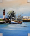 Orig. Leinwandbild "Büsumer Hafen" 60 x 50