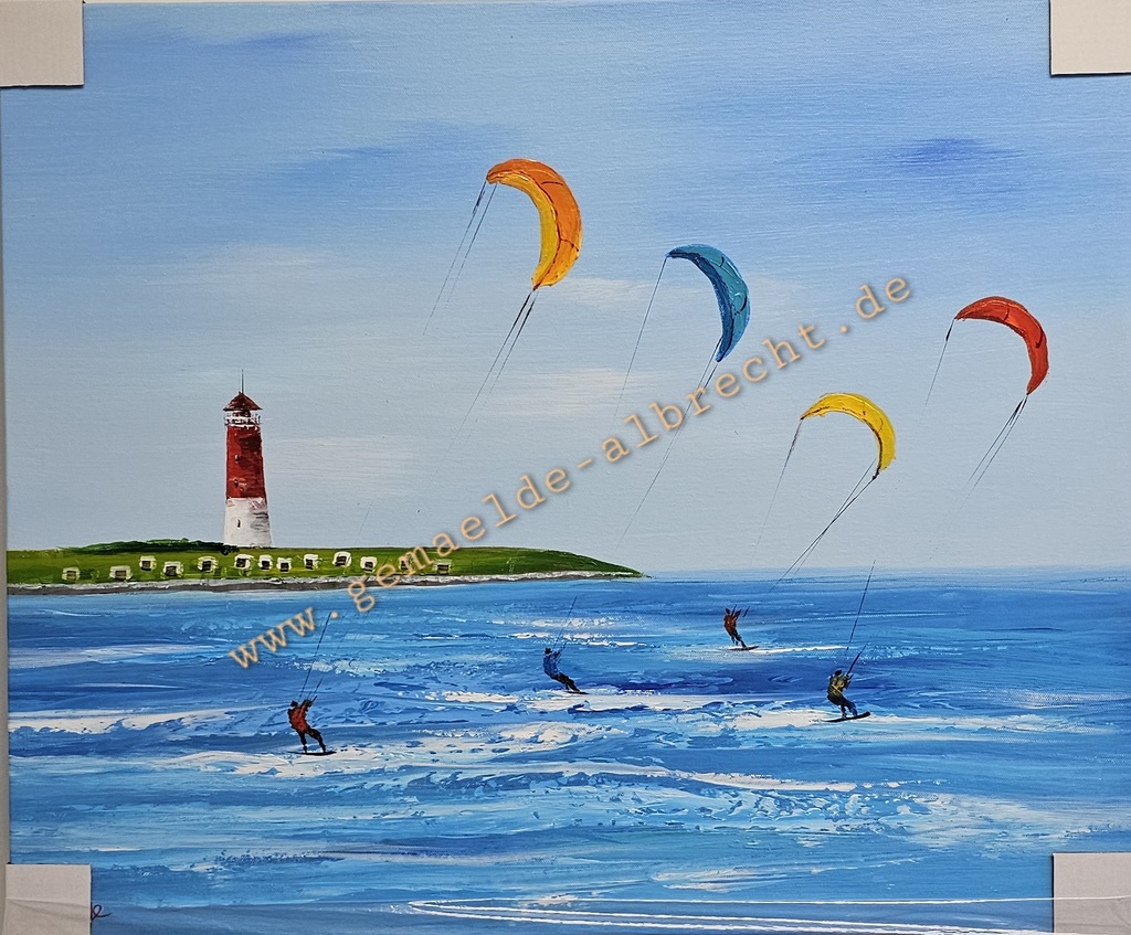 Org. Leinwandbild "Büsumer Kitesurfer" 60x50 cm