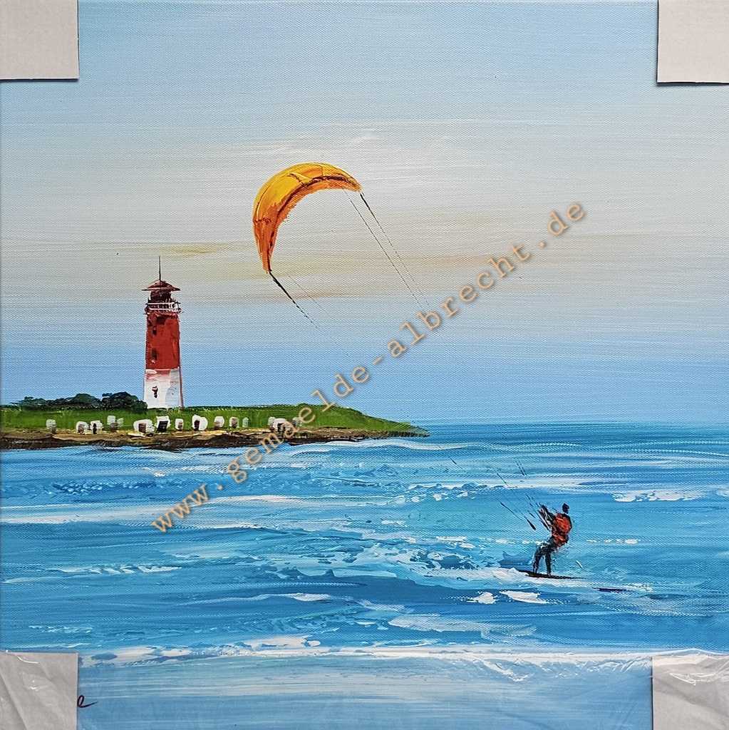 Orig. Leinwandbild "Büsumer Kitesurfer" 40 x 40 cm