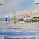 Orig. Leinwandbild "Strand" 40 x 40 cm